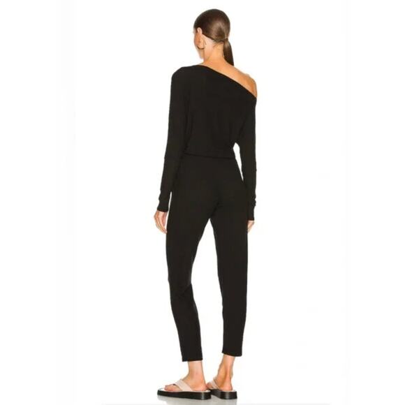 Revolve Enza Costa Jumpsuit Womens Black Modal Jersey Slouch Asymmetrical - Picture 3 of 16